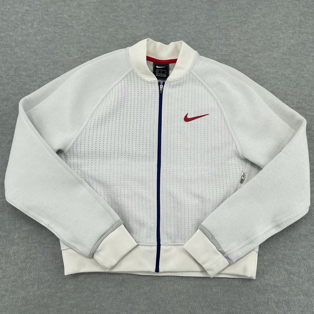 Nike Tech Fleece Jacket Women's Medium White Zip Up Bomber Team USA Olympics
